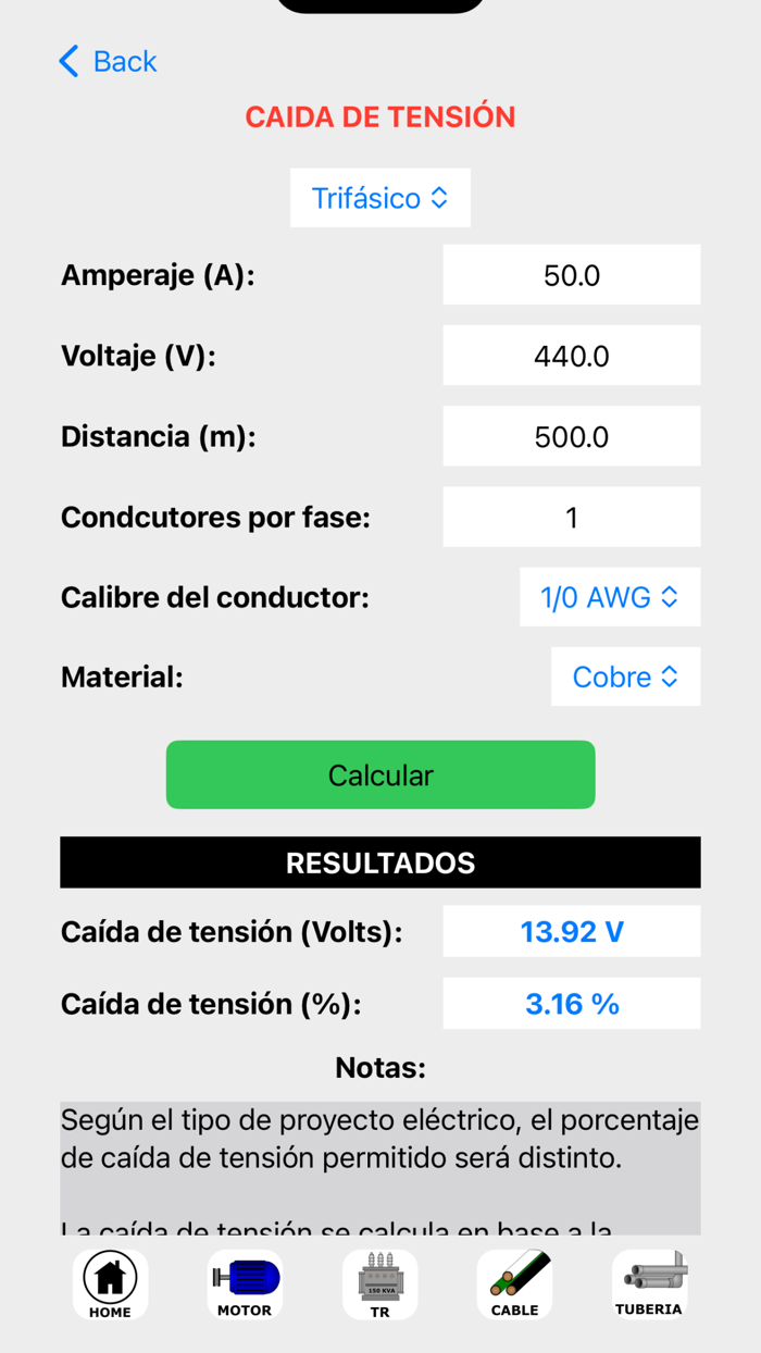 Cálculos eléctricos Pro Nom