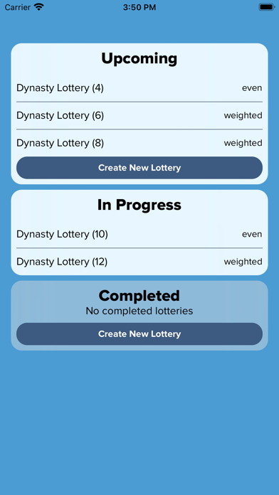 Dynasty Draft Lottery Screenshot