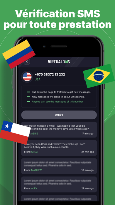 Screenshot #3 pour Numéro Virtuel Recevez des SMS
