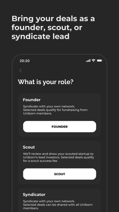 Uniborn — venture platform Screenshot