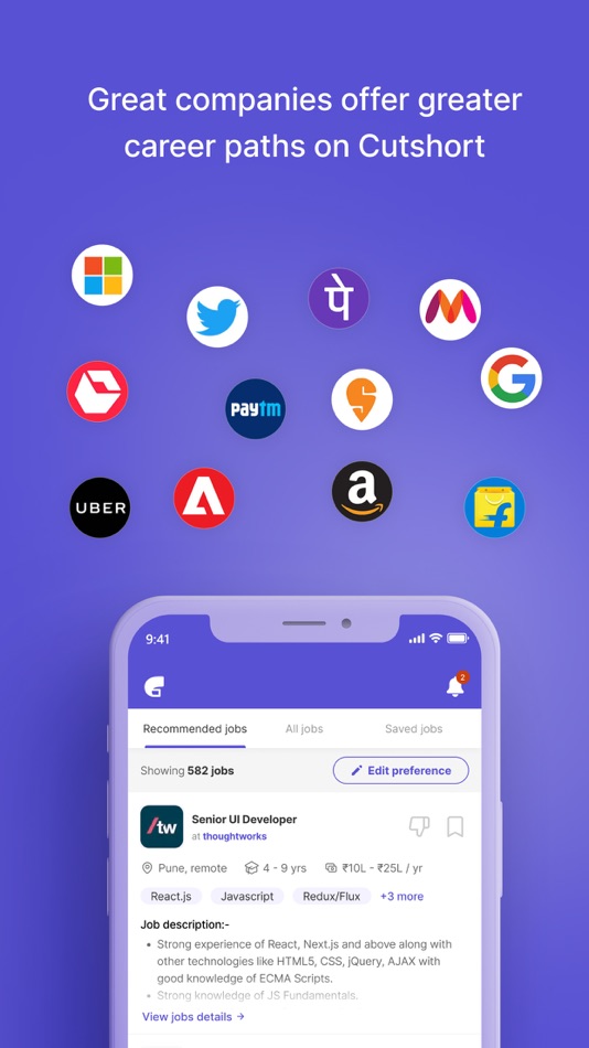 #2. Cutshort: AI Job Search App (iOS) Podle: Cutshort