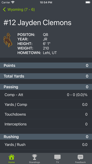Wyoming Football Schedules Screenshot