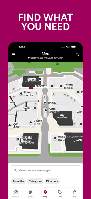 Map, Not sure how to get your next stop? Download the Simon mobile app  from your favorite app store and select Woodbury Common Premium Outlets as  your mall.