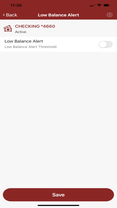 Victoria FCU Card Alerts Screenshot