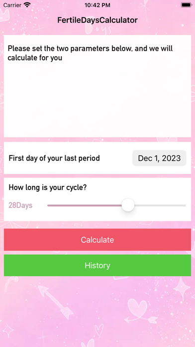 FertileDaysCalculator Screenshot