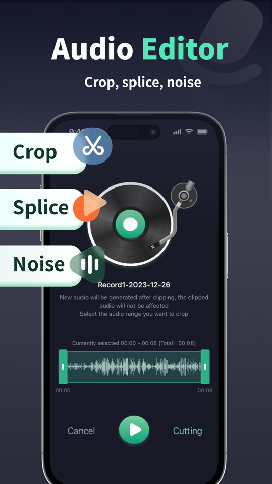 #4. Audio Editor&clip convert MP3 (iOS) Bởi: Chengdu Shark Fin Network Technology Co., Ltd.