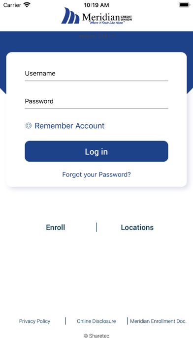Meridian Credit Union Screenshot