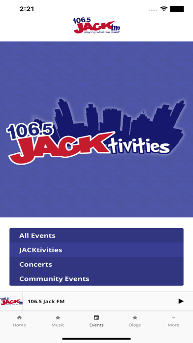 Jack 106.5 FM WVFM Screenshot
