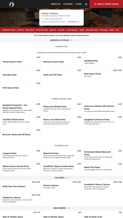 Goodfellas Italian Restaurant app screenshot