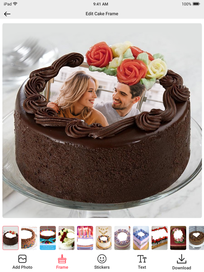 Photo on Cake Pics Editor App