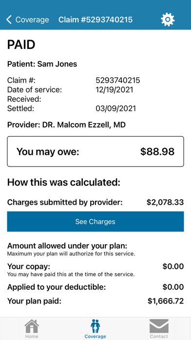 VC Health Care Plan Screenshot
