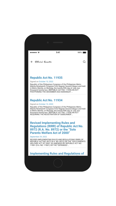 PH Official Gazette Screenshot