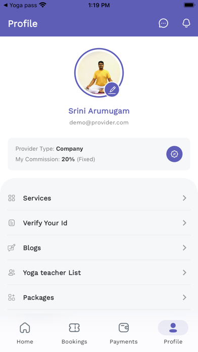 Yoga pass Provider Screenshot