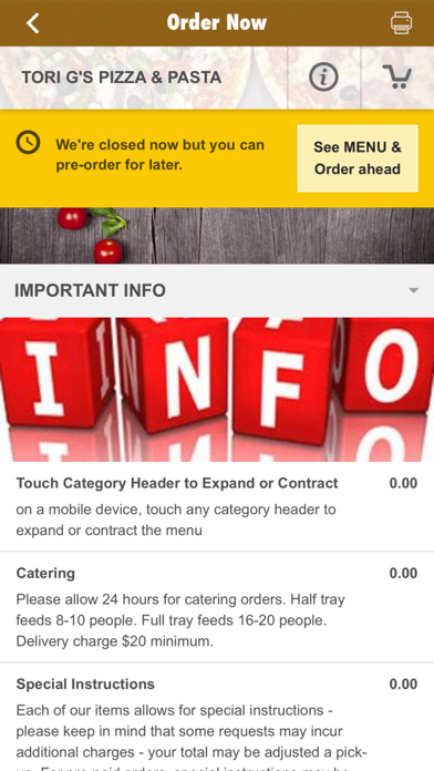 Tori G's Pizzeria Screenshot
