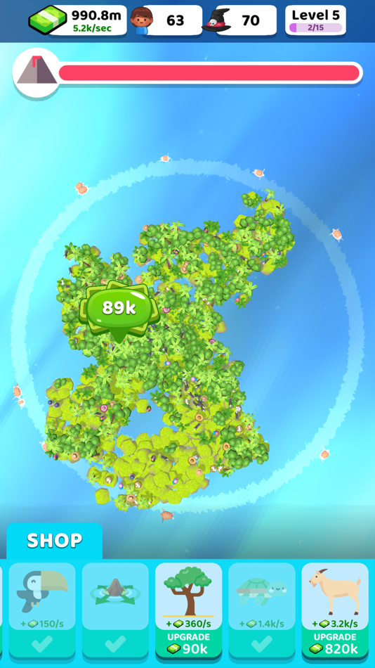 #8. Volcano Island - Idle Sim (iOS) Podle: Amuzo Games Ltd