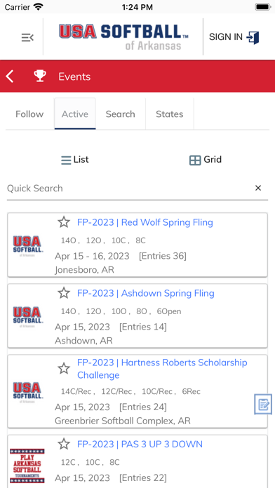 USA Softball of Arkansas Screenshot