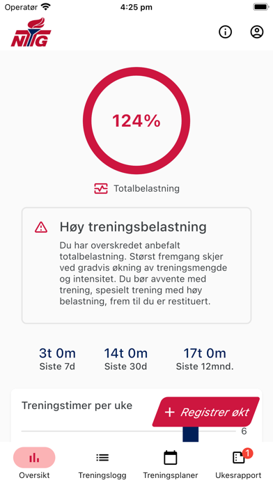 NTG-U Treningsdagbok Screenshot