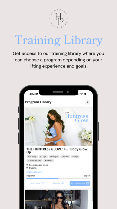 HUNTRESS PHYSIQUES APP Screenshot