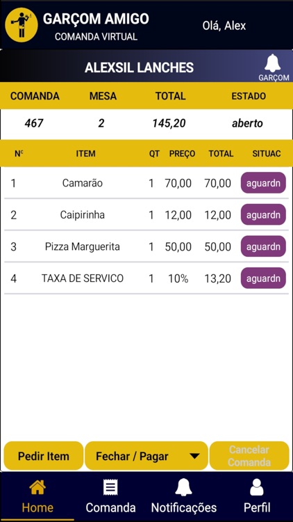 Garçom Amigo Comanda Virtual