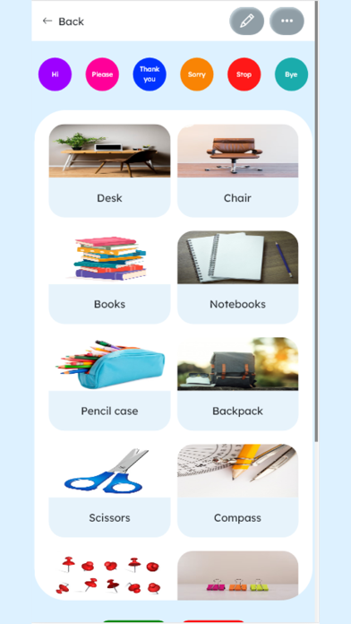 Verbal Academic Support AAC Screenshot
