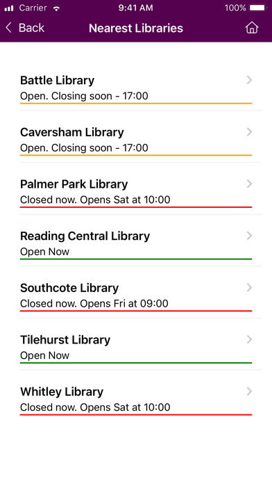Reading Libraries Screenshot