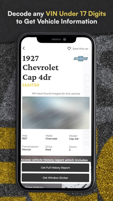 Classic Car VIN Lookup Screenshot