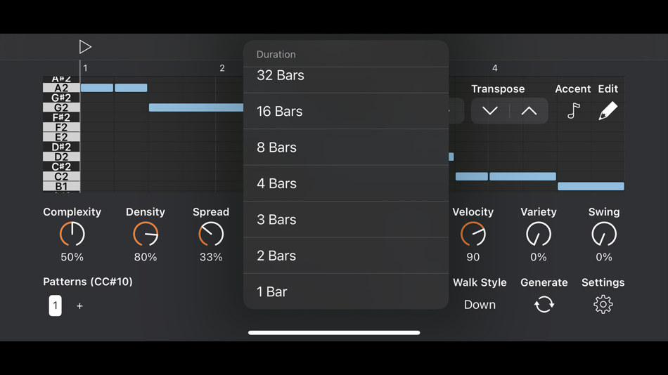#3. Auto Bass AUv3 MIDI Generator (iOS) 由: Cem Olcay