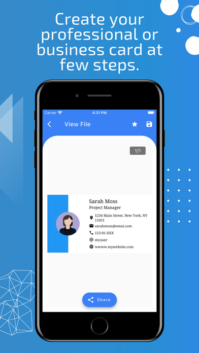 Resume and Business Card Screenshot