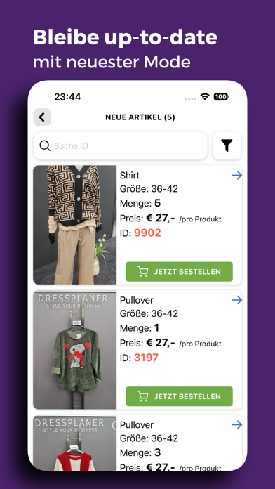 Dressplaner Kunden Screenshot