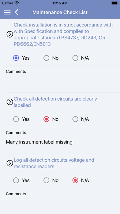 Facilities Compliance App Screenshot