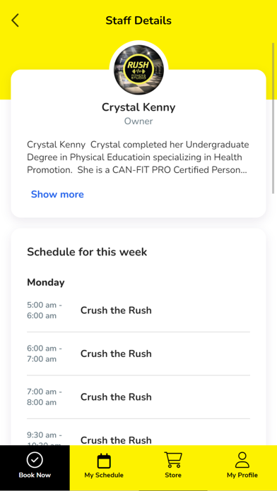 Rush Fitness Studio Screenshot