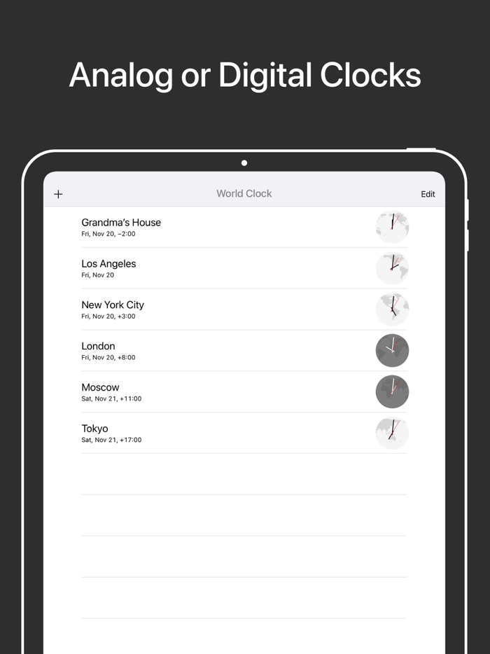 World Clock Time Zone Widgets
