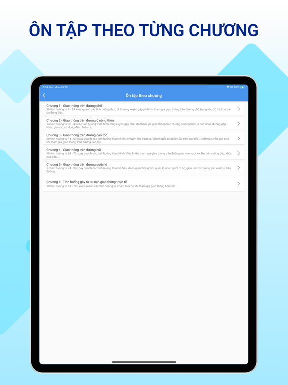 120 Câu Mô Phỏng GPLX B2 2.0.0 iPad screenshot 8 - Education app