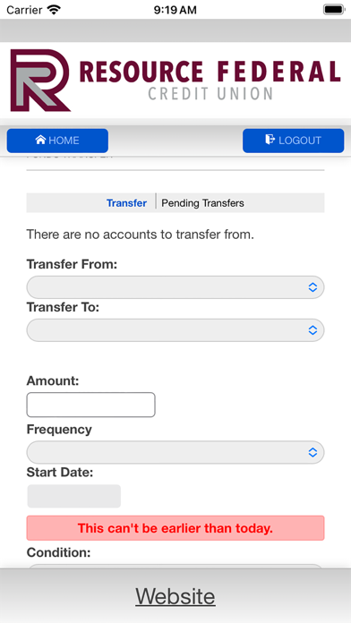 Resource Federal Credit Union Screenshot