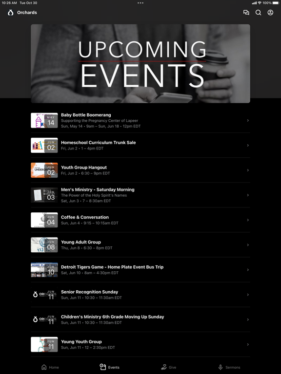Orchards Community Church iPad screenshot 2 - Education app