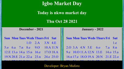 Igbo Market Calendar Screenshot
