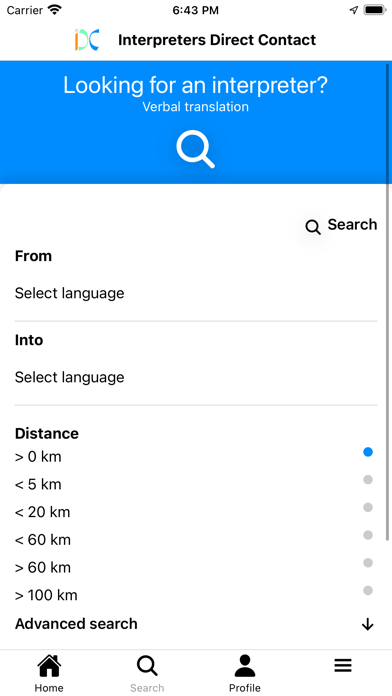 Interpreters Direct Contact Screenshot