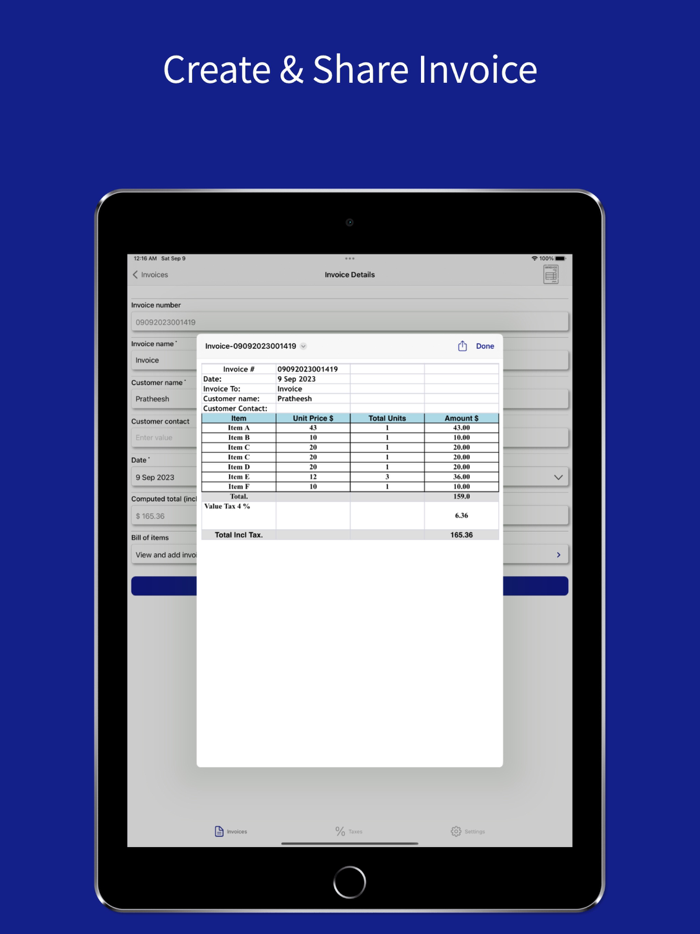 Invoice and Bills in MS Excel