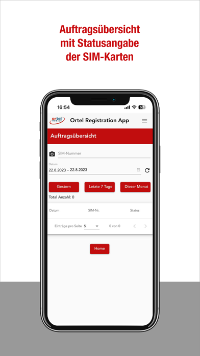 Ortel Registration App Screenshot