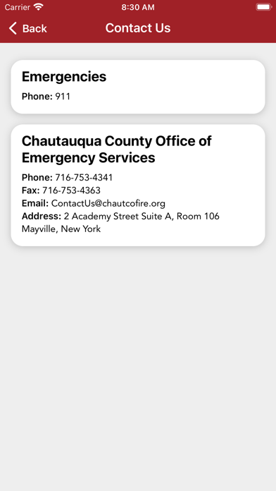 Chautauqua County OES Screenshot