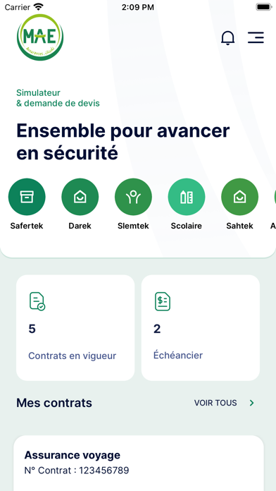 MAE Assurances Screenshot