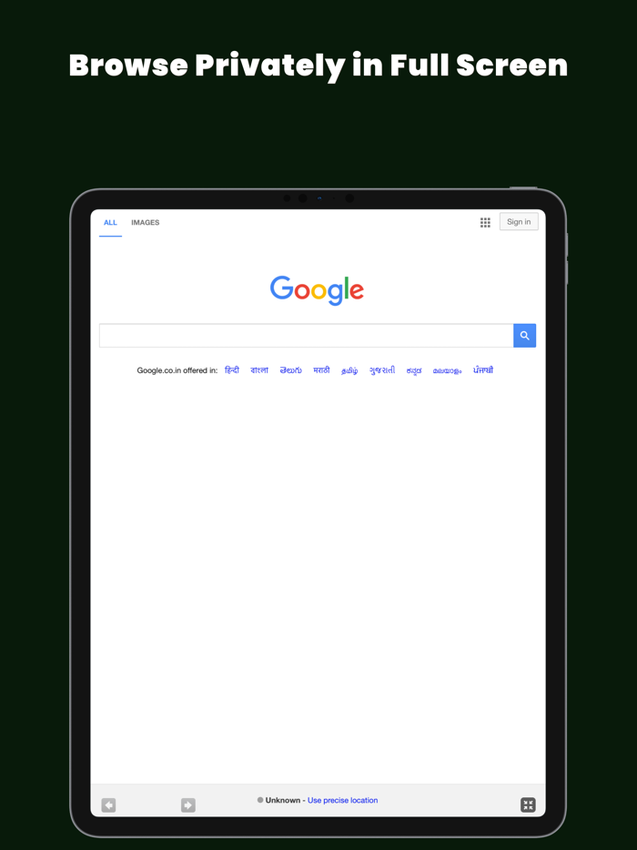 Full Screen Web Browser App