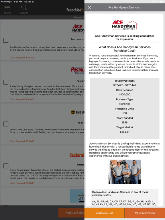 Franchise Solutions iPad screenshot 3 - Business app