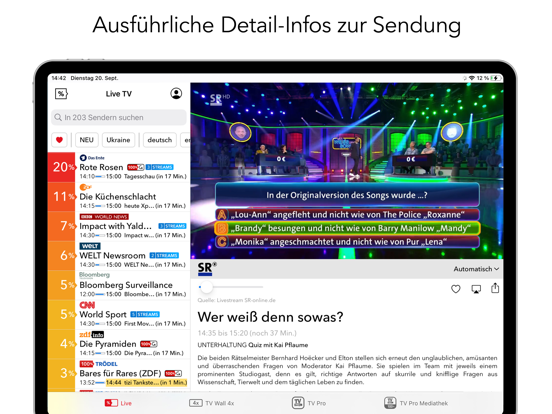 Live TV IPTV Stream iPad screenshot 7 - Entertainment app