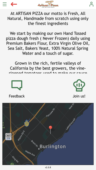 Artisan Pizza CA Screenshot