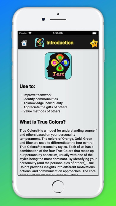 True Colours Personality Test Screenshot
