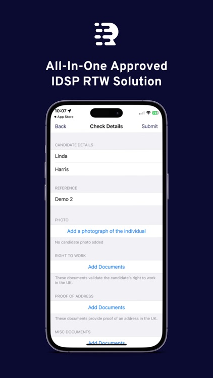 Candidate App, IDVT