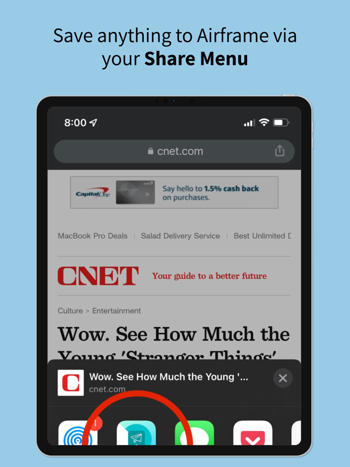 Airframe Save and find later