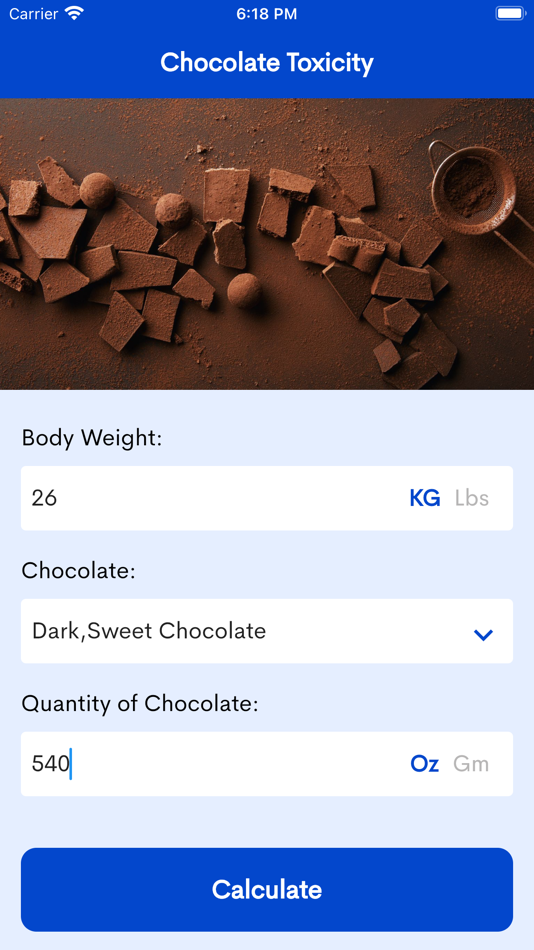#3. Chocolate Toxicity Calculator٭ (iOS) 由: Bhavinkumar Satashiya