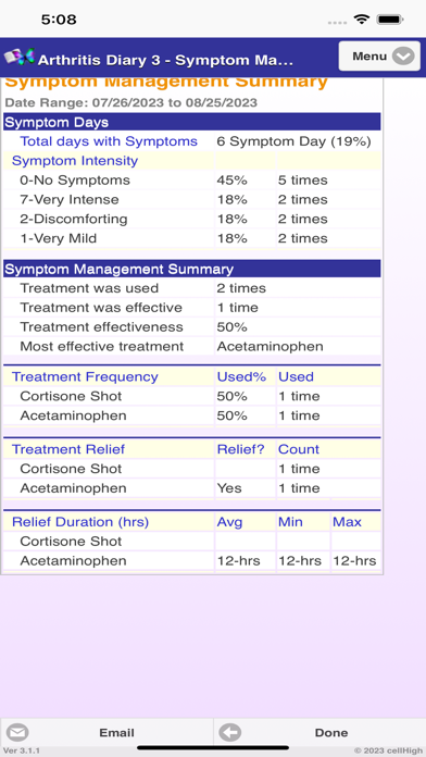Arthritis Diary 3 Screenshot